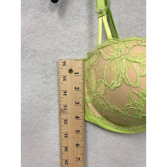 Women’s Victorias Secret Neon Green Lace Overlay Balconette Bra Size 36D #6266 - Picture 11 of 12